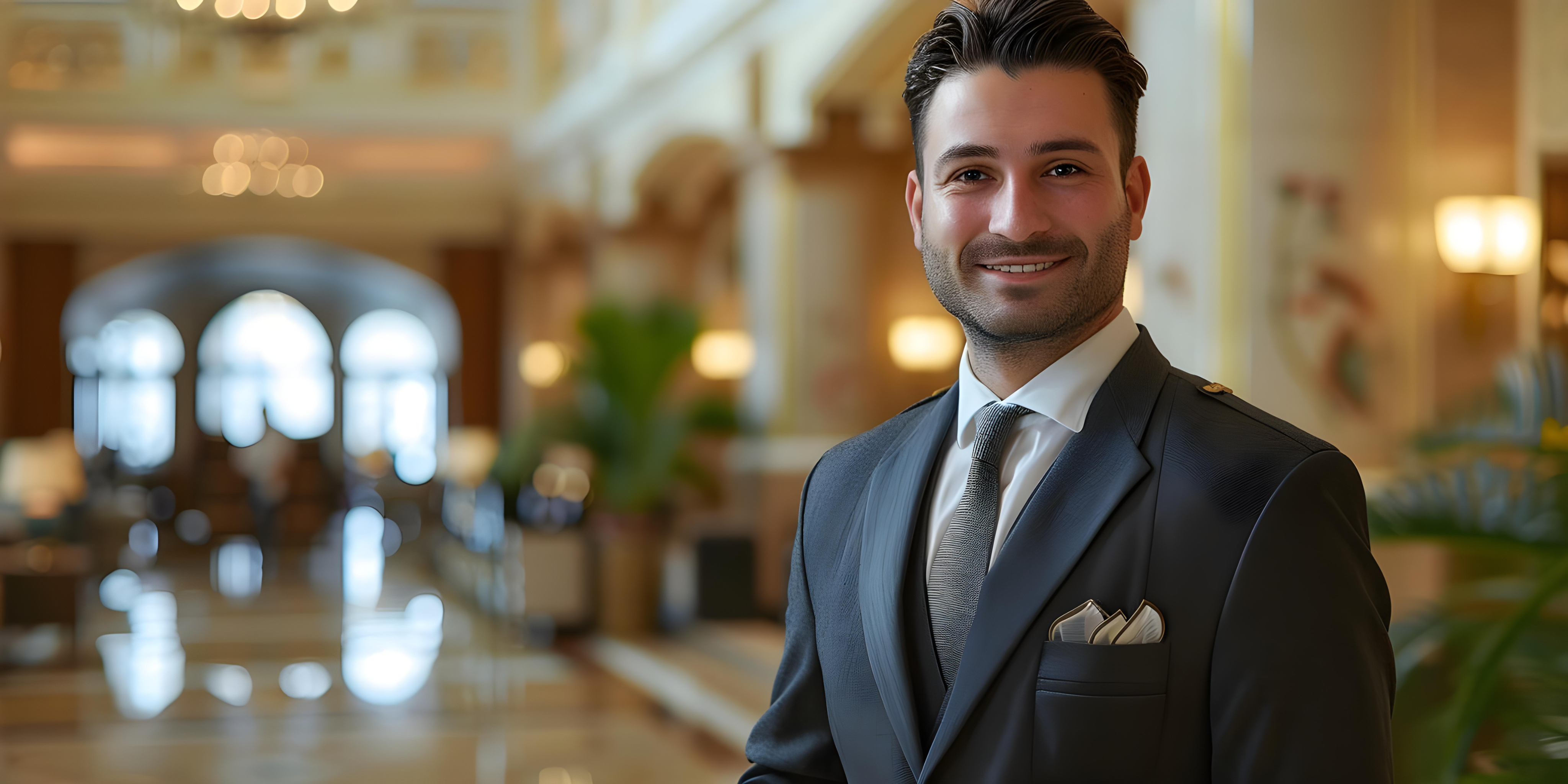 Photo of a man giving a talk on stage with blue curtains behind him.